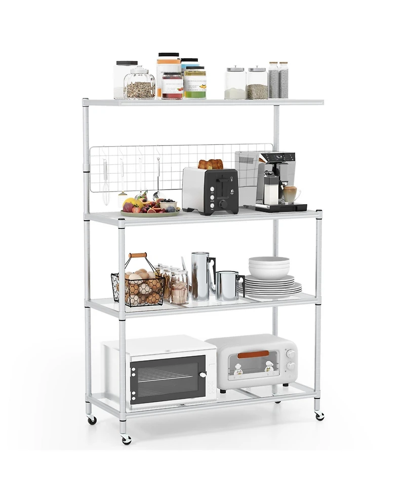 4-Tier Bakers Rack on Wheels with Adjustable Shelves