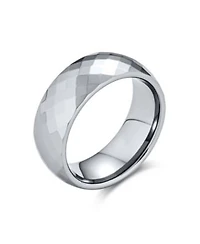 Bling Jewelry Multi Faceted Prism Cut Titanium Band Rings Silver Tone Comfort Fit 8mm