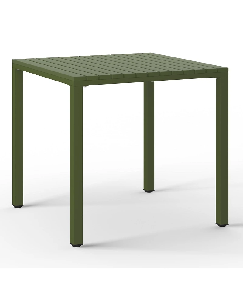 5-Piece Outdoor Metal Frame Square Dining Table Patio Set with Stackable Chairs