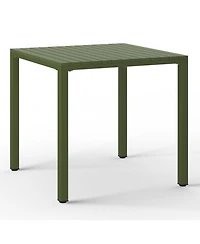 5-Piece Outdoor Metal Frame Square Dining Table Patio Set with Stackable Chairs