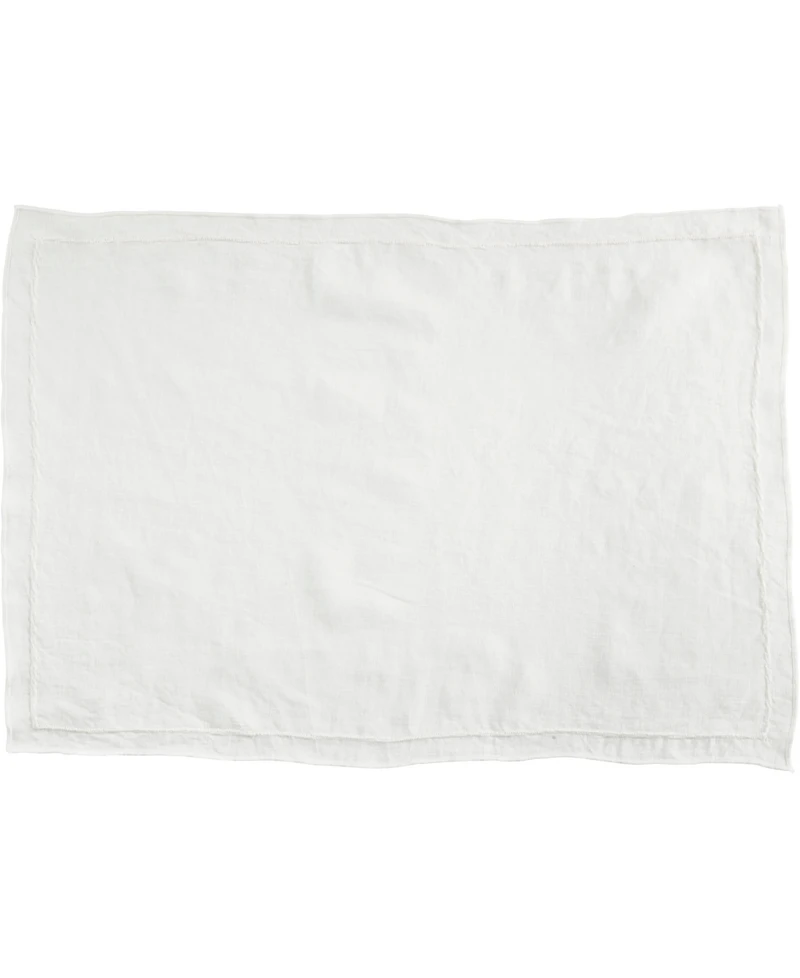 Saro Lifestyle Stonewashed Overlock Linen Edge Placemats, 14" x 20"