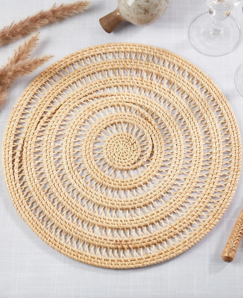 Saro Lifestyle Natural Weave Rattan Placemats, 15" Round