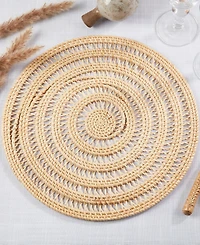 Saro Lifestyle Natural Weave Rattan Placemats, 15" Round