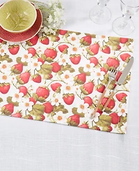 Saro Lifestyle Breezy Juicy Strawberry Cotton Placemats, 14" x 20", Set of 4