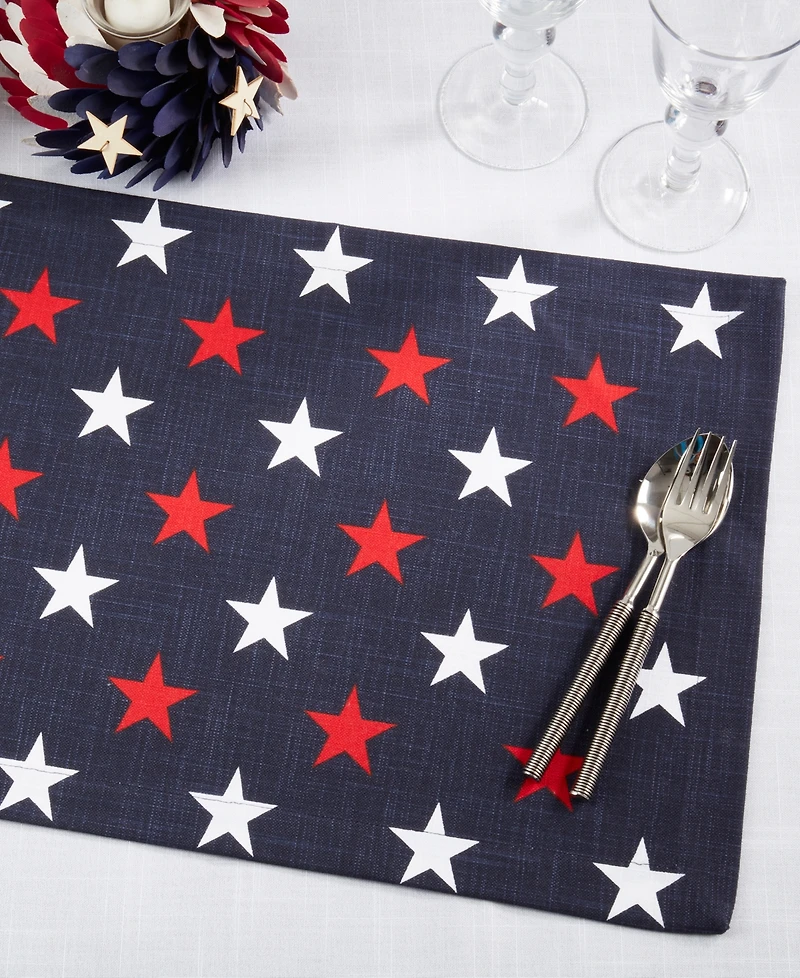 Saro Lifestyle Patriotic Americana Cotton Stars Placemats, 14" x 20"