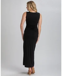 Pietro Brunelli Maternity Sleeveless Side-Ruched Blossom Maxi Split Dress