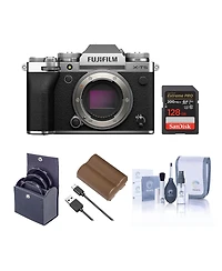 Fujifilm X-T5 Mirrorless Camera, Silver with Xf 16-50mm f/2.8-4.8 R Lm Wr Lens, Bundle with 128GB Memory Card, Np-W235 Battery, Filter Kit, Cleaning K