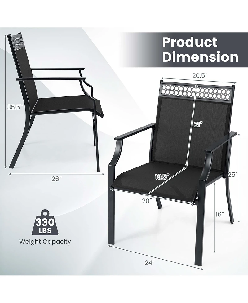 Patio Chairs Set of 2 with All Weather Breathable Fabric High Backrest