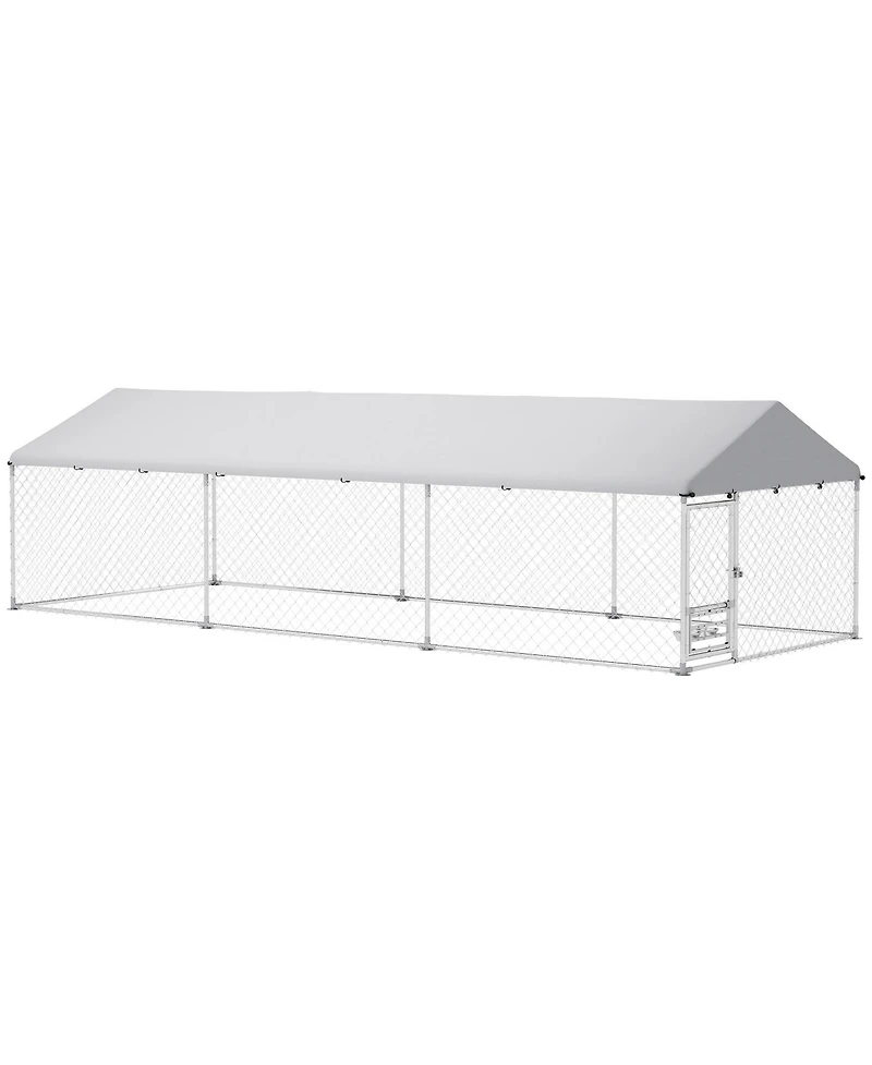 PawHut Extra Large Outdoor Dog Kennel with Adjustable & Rotatable Bowl Rack