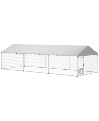 PawHut Extra Large Outdoor Dog Kennel with Adjustable & Rotatable Bowl Rack
