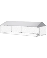 PawHut Extra Large Outdoor Dog Kennel with Adjustable & Rotatable Bowl Rack