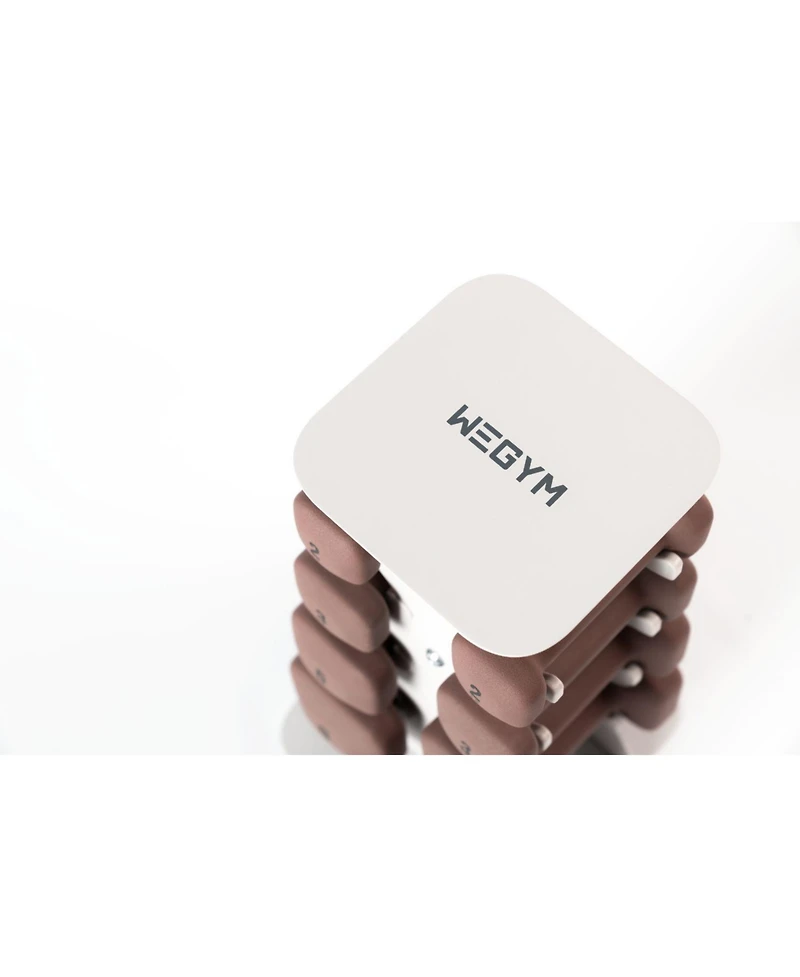 WeGym SafeGrip Dumbbells Medium Set with Light Rack - 5, 8, 10, 12 lbs