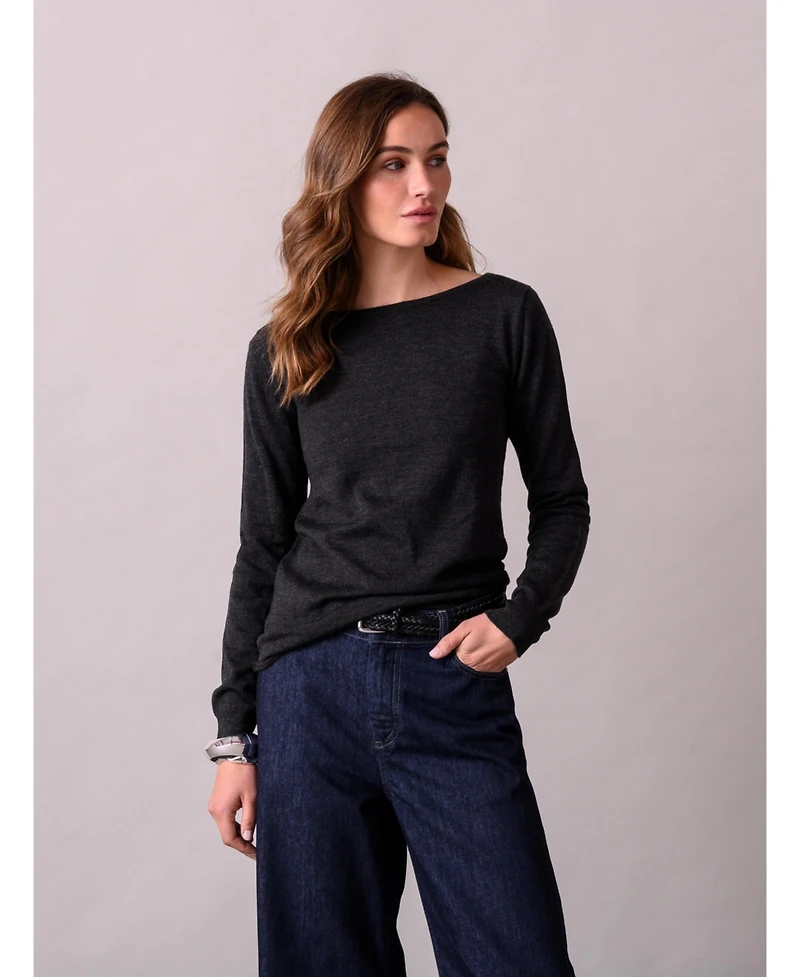 Celtic & Co. Women's Merino Fine Knit Boat Neck Sweater