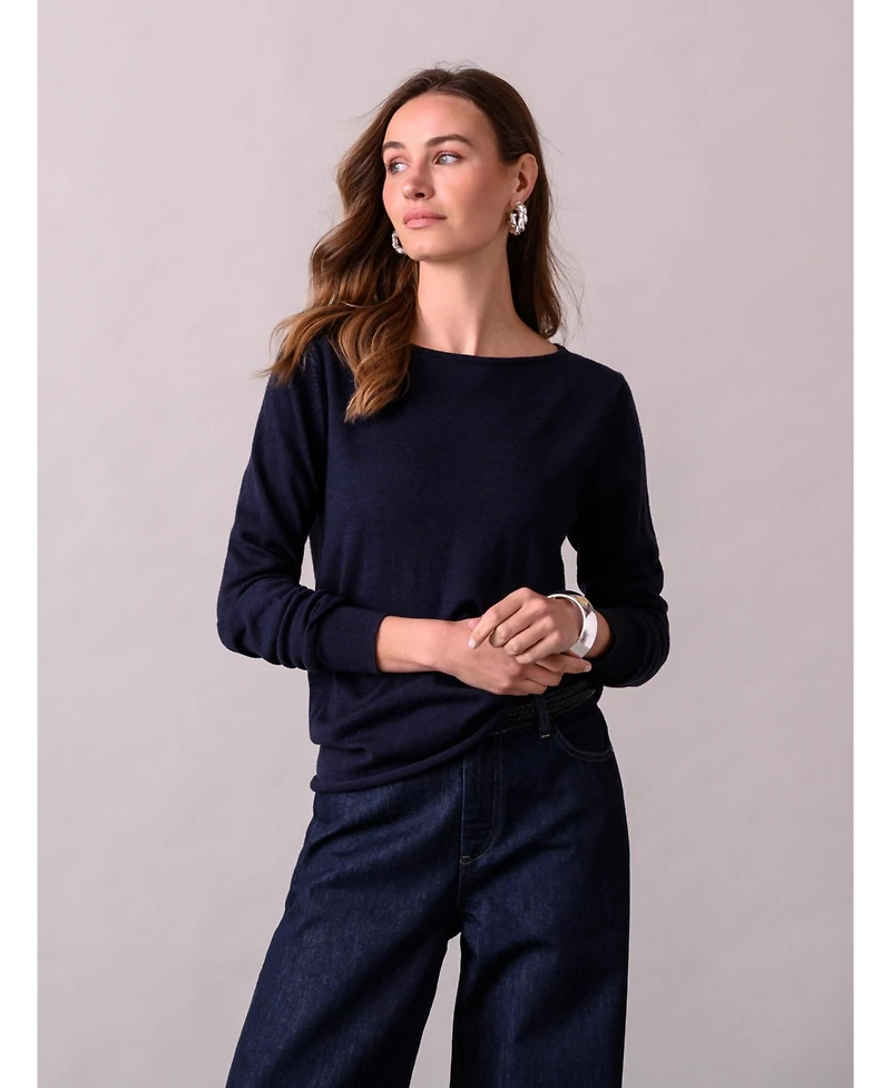 Celtic & Co. Women's Merino Fine Knit Boat Neck Sweater
