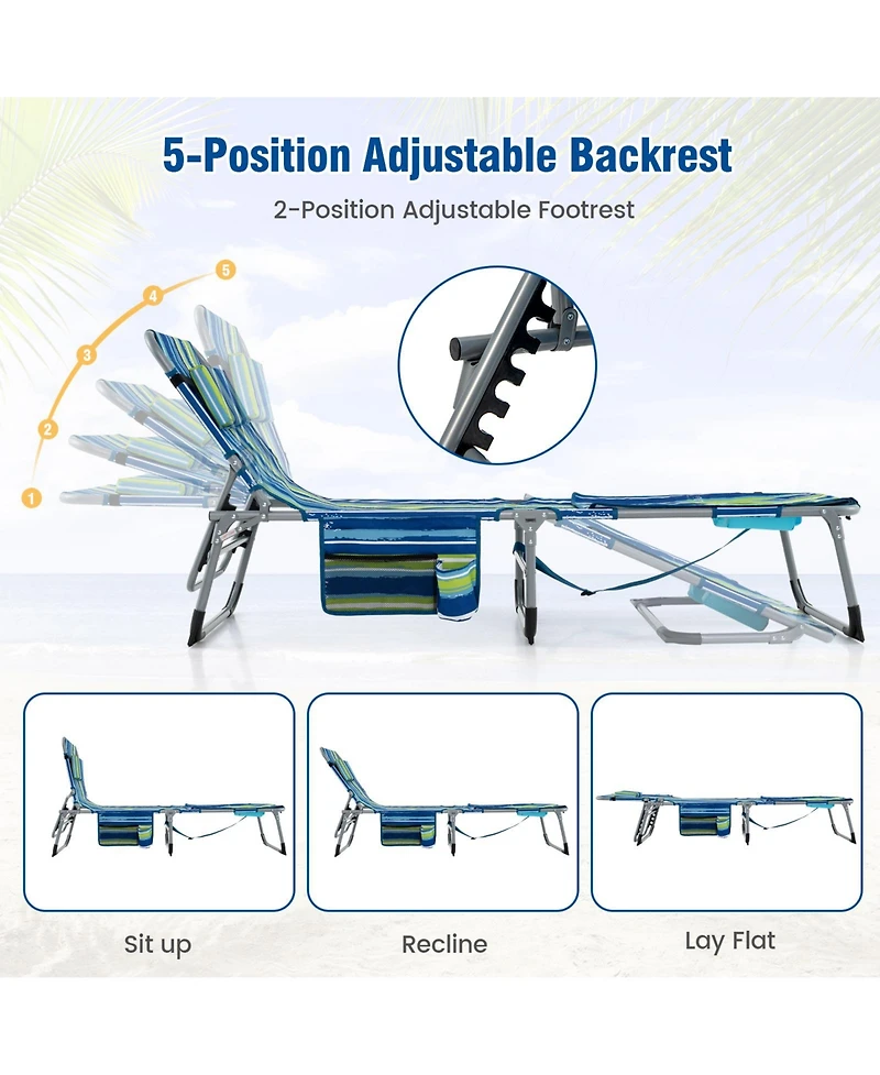 5-Position Outdoor Folding Chaise Lounge Chair