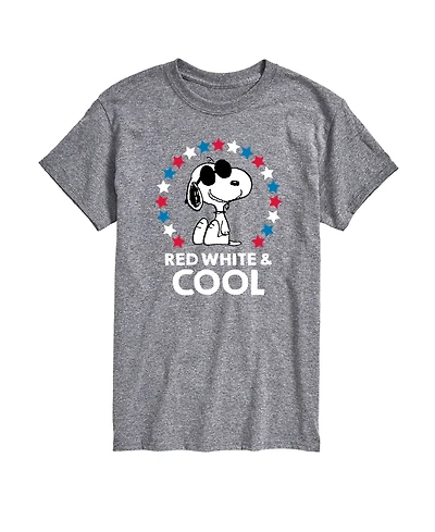 Airwaves Men's Peanuts Snoopy Flag Fireworks Short Sleeve T-Shirt
