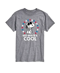 Airwaves Men's Peanuts Snoopy Flag Fireworks Short Sleeve T-Shirt