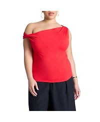 Eloquii Women's Plus Asym Twist Sleeve Top