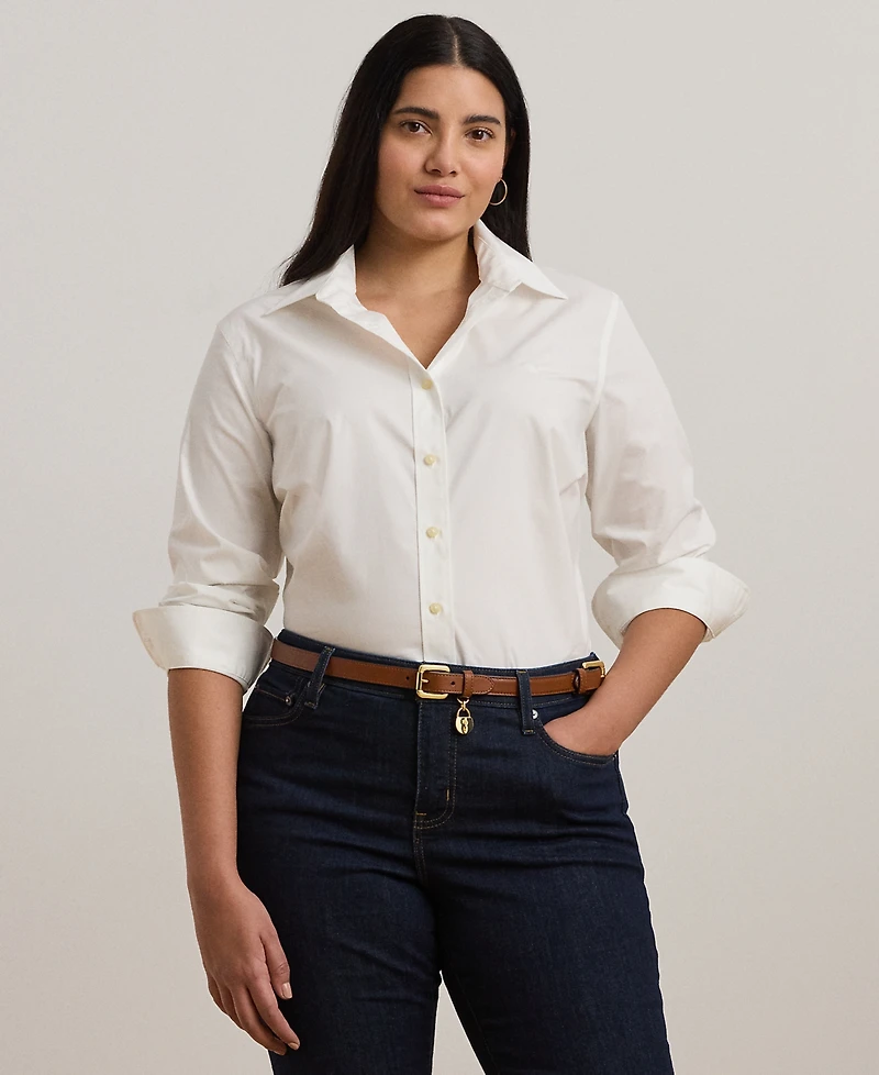 Lauren Ralph Plus-Size Easy Care Cotton Shirt