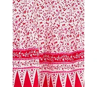 Trixxi Juniors' Halter-Neck Ruched-Waist Border-Print Dress