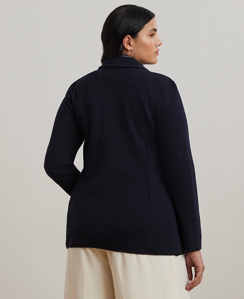 Lauren Ralph Women's Plus Combed Cotton Single-Breasted Blazer