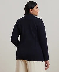 Lauren Ralph Women's Plus Combed Cotton Single-Breasted Blazer