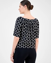 Jm Collection Petite Geo-Print Blouson Top, Exclusively at Macy's