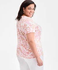 Style & Co Plus Printed Scoop-Neck Top, Exclusively at Macy's