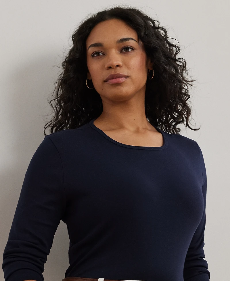 Lauren Ralph Plus Stretch Long-Sleeve Tee