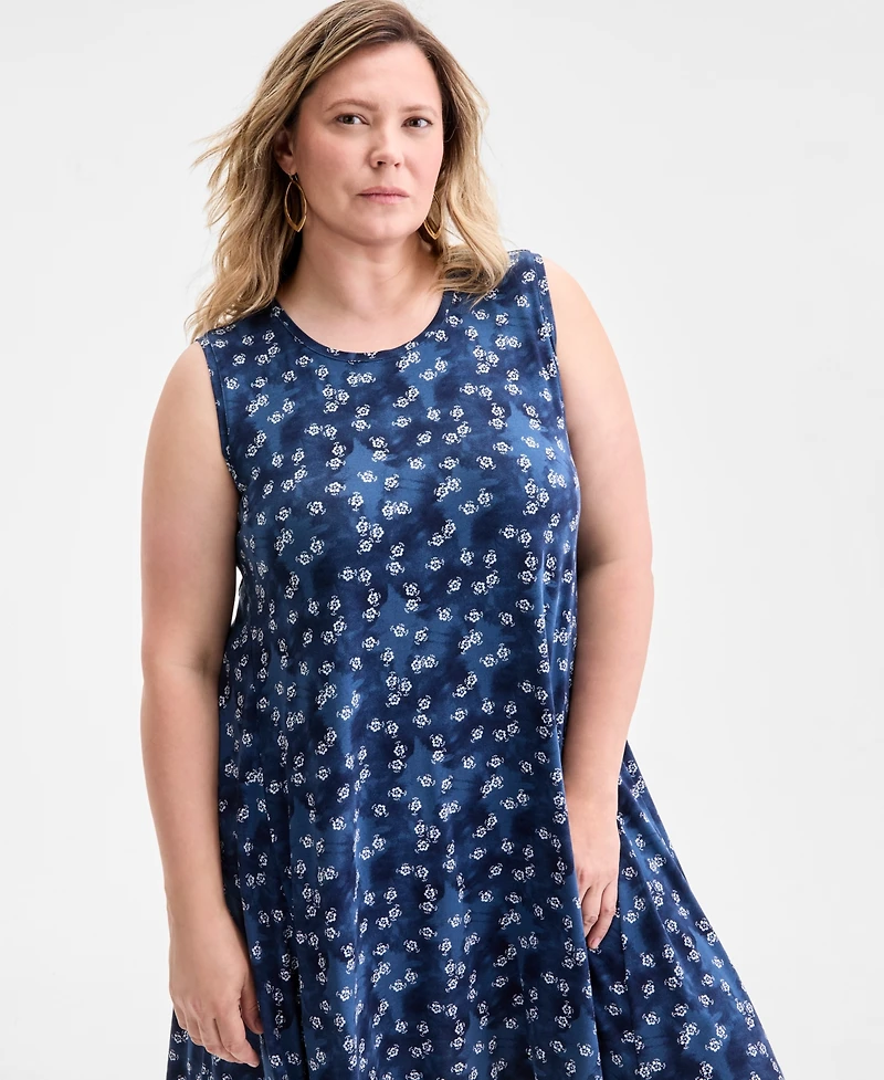 Style & Co Plus Size Printed Sleeveless Flip Flop Dress, Exclusively at Macy's