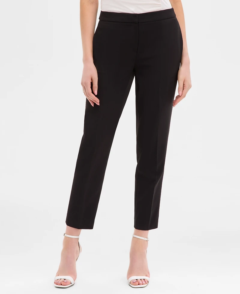 Anne Klein Women's Luxe Twill Fly-Front Side-Tab Straight Pants