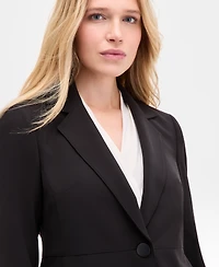Anne Klein Women's Luxe Twill Notch-Collar One-Button Jacket