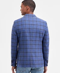 Nautica Men's Modern-Fit Blue Plaid Tweed Sport Coat