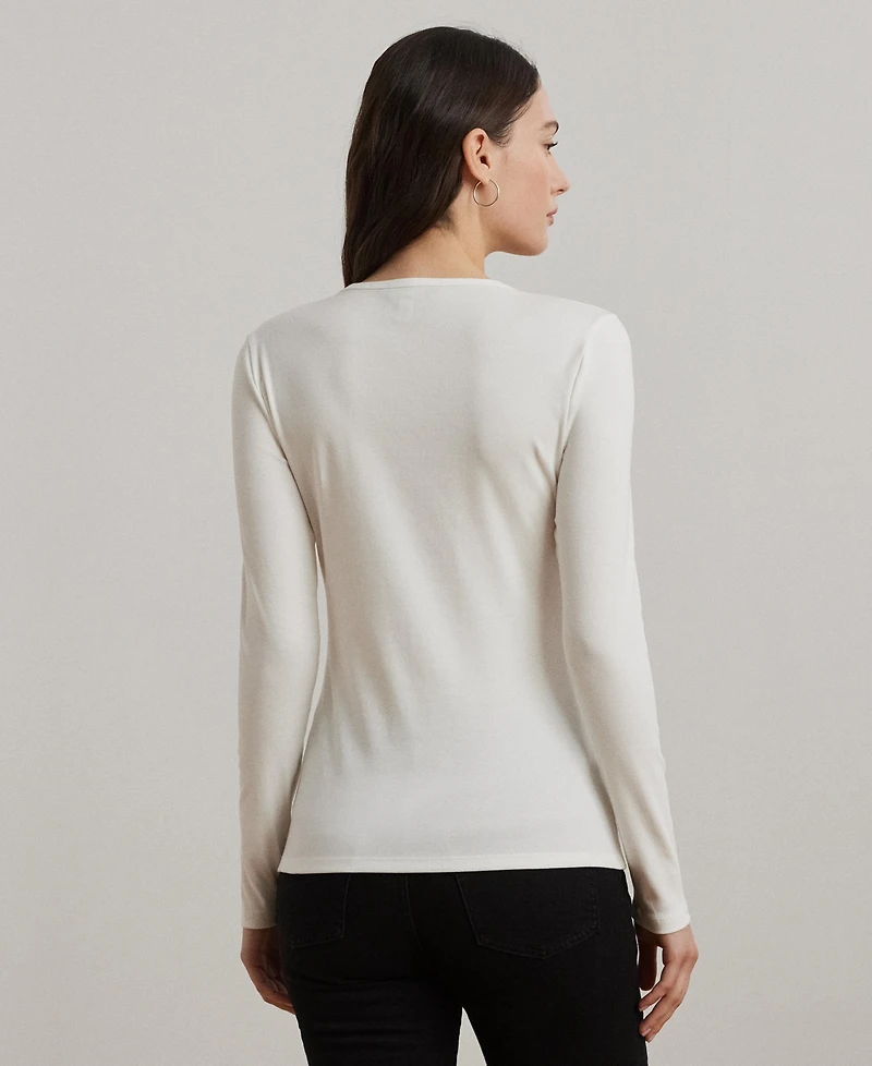 Lauren Ralph Cotton-Blend Long-Sleeve Top