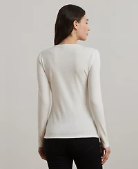 Lauren Ralph Cotton-Blend Long-Sleeve Top