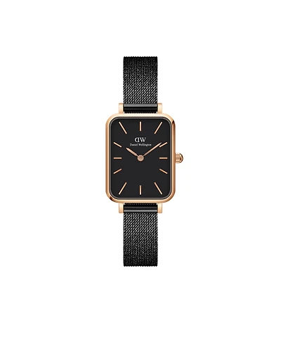 Daniel Wellington Unisex Analog Black Stainless Steel Mesh Watch, 20mm