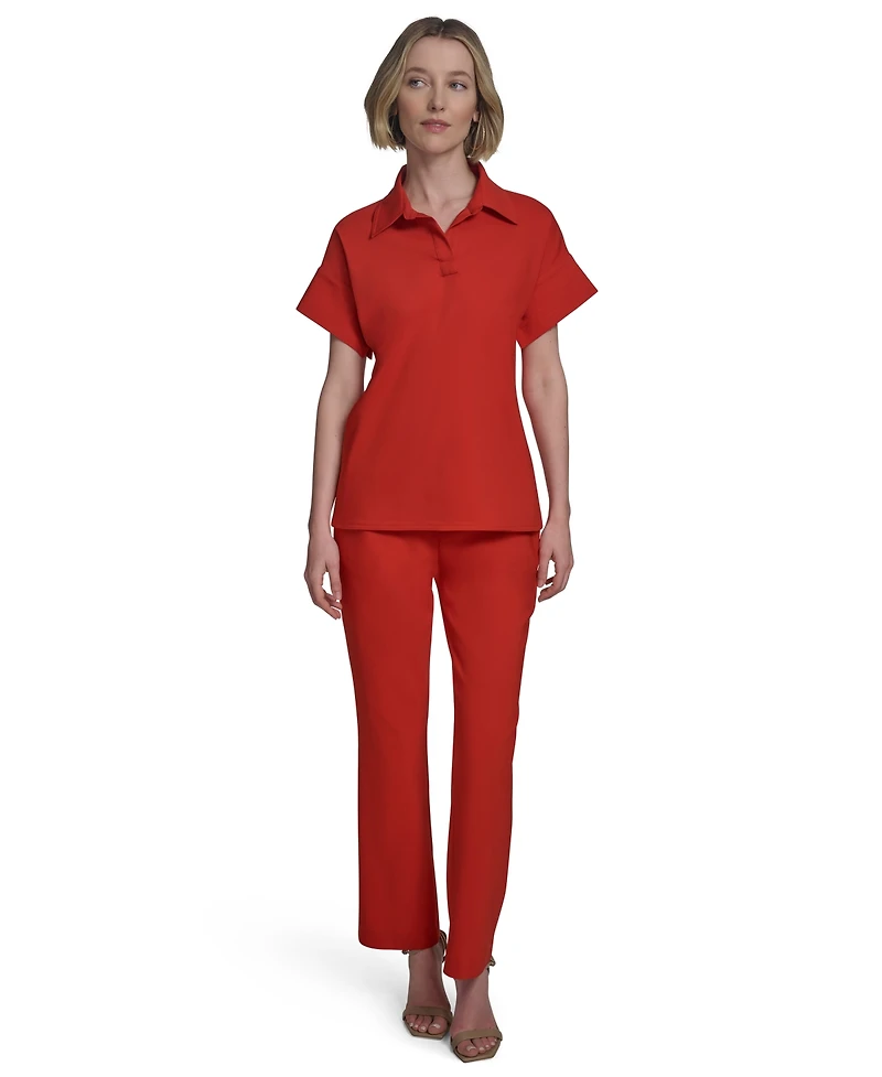 Halston Women's Compression Short-Sleeve Polo Top