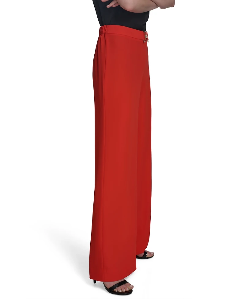 Halston Women's Horsebit Buckle Straight-Leg Pants