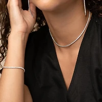 Sterling Silver 18k Gold Plated Cherie Tennis Necklace, Elegant