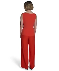 Halston Women's Horsebit Buckle Boat-Neck Sleeveless Top