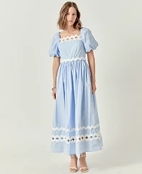 English Factory Women's Scallop-Trim Cotton Midi Dress