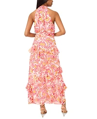CeCe Women's Printed Sleeveless Tiered-Ruffle-Trim Dress
