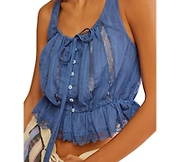 Free People Women's Alana Lace-Trim Cotton Sleeveless Top