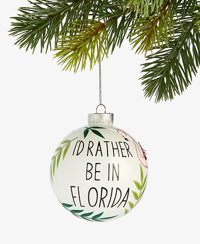 Holiday Lane Florida Glass Glittered Ball Ornament, Macy's Exclusive