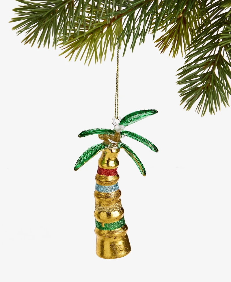 Holiday Lane Hawaii Glass Glittered Palm Tree Ornament, Macy's Exclusive