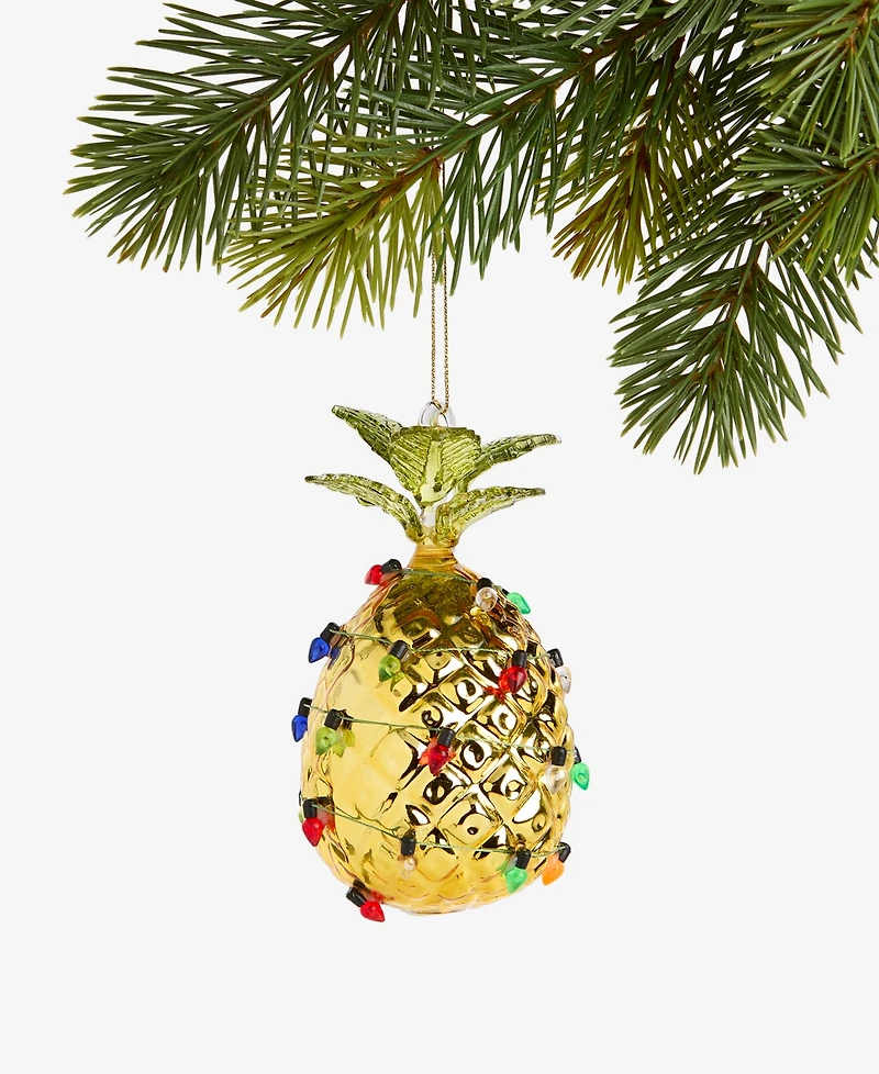 Holiday Lane Hawaii Glass Decorated Pineapple Ornament, Macy's Exclusive