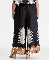 Vince Camuto Plus Size Printed Pull-On Wide-Leg Pants