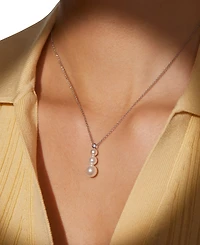 Eliot Danori Silver-Tone Imitation Pearl & Cubic Zirconia Maisie Graduated Pendant Necklace, 16" + 2" extender, Exclusively at Macy's