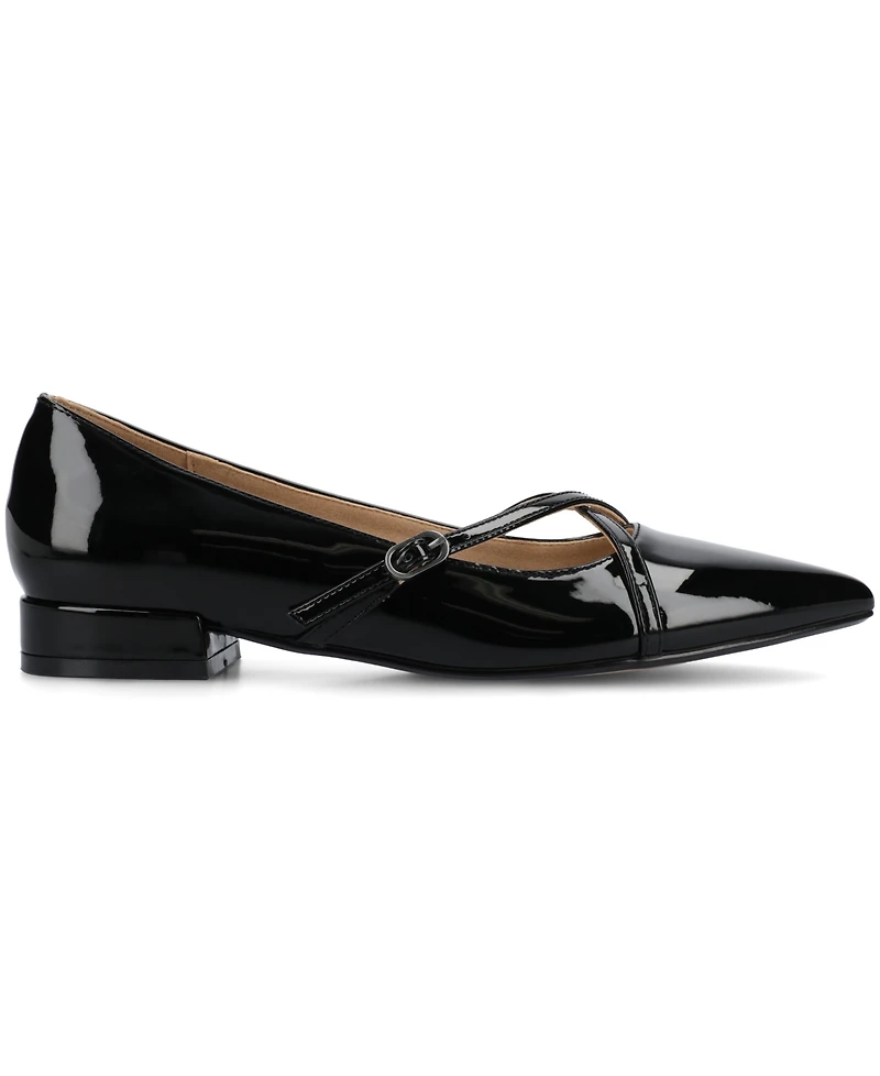 Journee Collection Women's Camby Crisscross Strap Pointed Toe Dress Flats