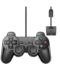 Wired Dual Vibration Game Controller for Sony PlayStation 2 – Ergonomic Design, 6FT Cable, High Precision Joysticks (Black)